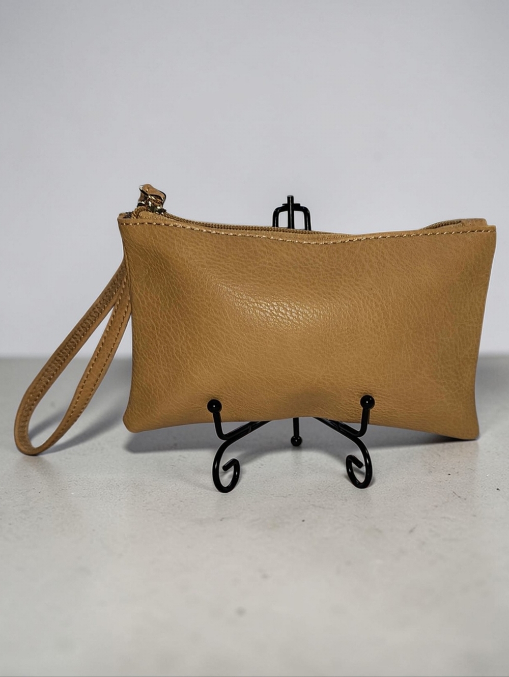 NWT La Terre 3-Piece Vegan Leather Bag Set Camel Tan Satchel Crossbody Wristlet - Picture 8 of 12
